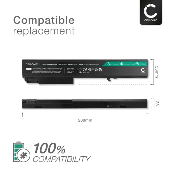 Akku tietokoneeseen HP EliteBook 8740w, 8540p, 8540w, 8730w, 8530p, 8530w, 8740p, 8730p, TD06, AT908AA, KU531AA - 14.4V 4400mAh tuotemerkiltä CELLONIC