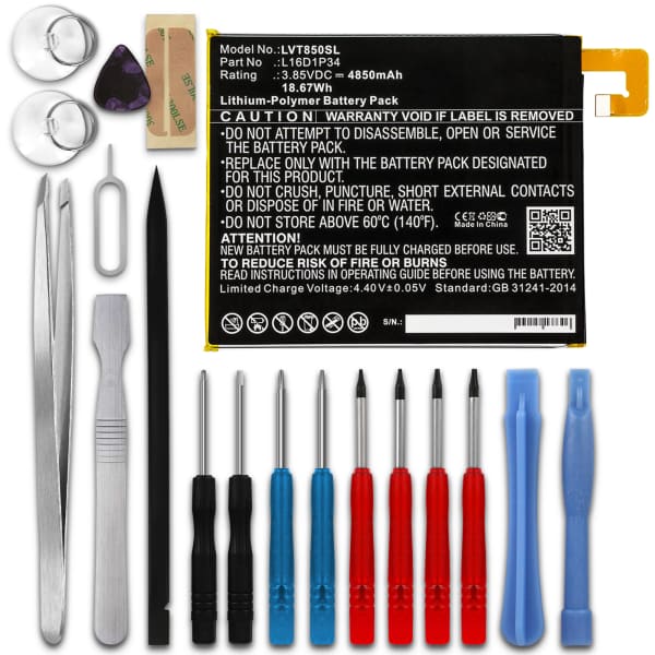 subtel Replacement Tablet Battery for Lenovo Tab4 8, TB-8504X, TB-8504F + 17-Tool Tablet Repair Kit - L16D1P34 4850mAh subtel Replacement Tablet Battery for Lenovo Tab4 8, TB-8504X, TB-8504F + 17-Tool Tablet Repair Kit - L16D1P34 4850mAh