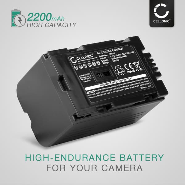2x Akku kameraan Panasonic NV-GX7, NV-RX11, NV-EX3, NV-DS38, NV-DS20, NV-GS5, NV-DS77 - CGA-D54 CGR-D120 -D220 (2200mAh, 7.4V) tuotemerkiltä CELLONIC