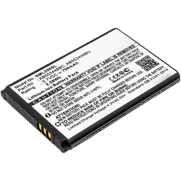 AB553446BU Battery for Samsung Beat S, Champ, GT-C3300K, GT-E2120, GT-S5150, Player Mini, GT-E3300, GT-C3300 Smartphone / Phone Battery Replacement - 700mAh AB553446BU Battery for Samsung Beat S, Champ, GT-C3300K, GT-E2120, GT-S5150, Player Mini, GT-E3300, GT-C3300 Smartphone / Phone Battery Replacement - 700mAh