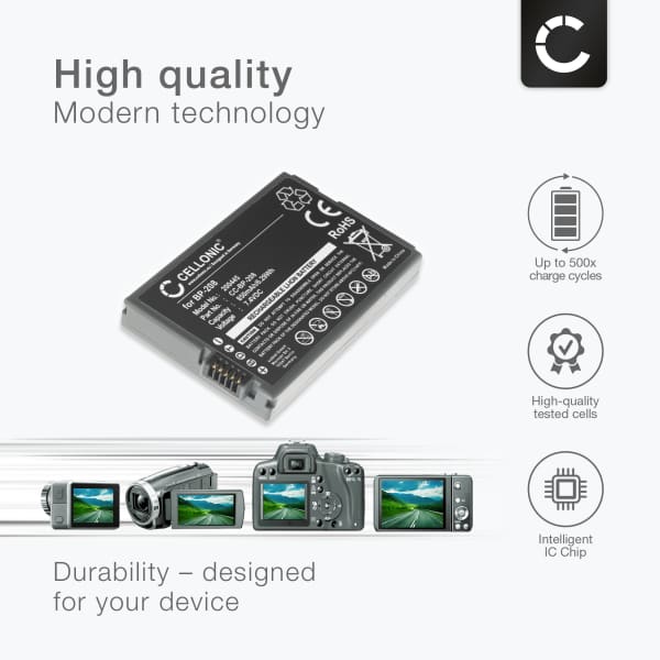 Battery for Canon DC100 DC201 DC95 DC10 DC20 DC210 DC21 BP-208,BP-208DG (700mAh, 7.4V) from CELLONIC