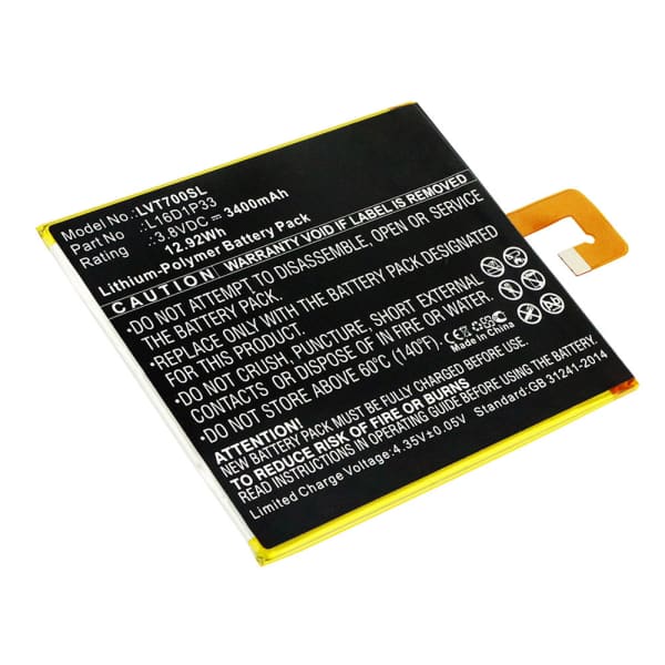 Batteria L16D1P33 compatibile con Lenovo Tab 7, TB-7504F, TB-7504X Ricambio da 3400mAh per tablet pc -Sostituzione di lunga durata Batteria L16D1P33 compatibile con Lenovo Tab 7, TB-7504F, TB-7504X Ricambio da 3400mAh per tablet pc -Sostituzione di lunga durata