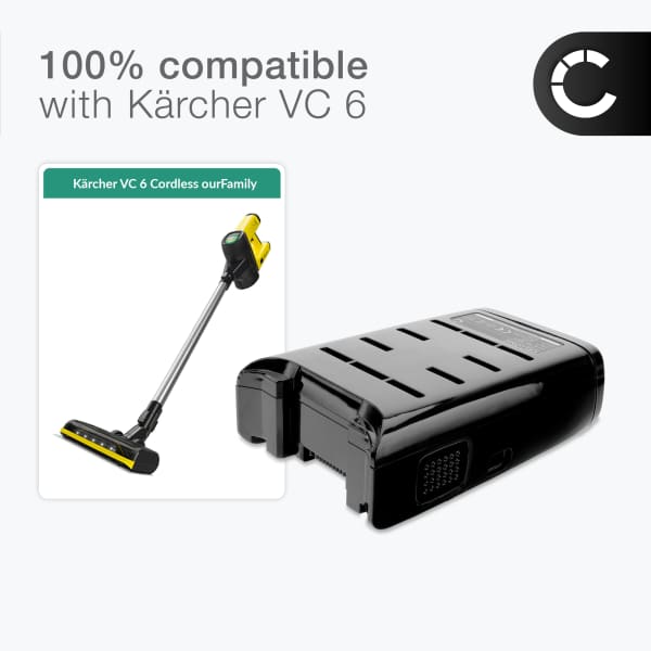Akku imuriin Karcher VC 6 Cordless ourFamily, VC 6 CORDLESS PREMIUM OURFAMILY, 9.754-768.0 - 2500mAh vaihtoakku tuotemerkiltä CELLONIC