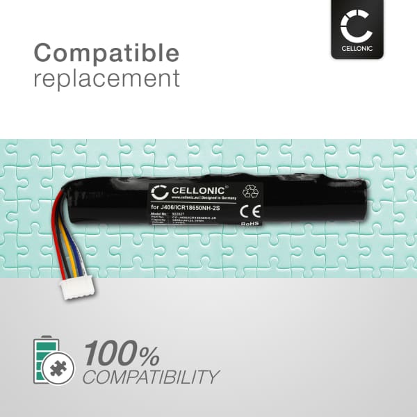 Battery for BeoPlay A2, BeoLit 17, BeoLit 15 - 3400mAh J406 ICR18650NH-2S Battery Replacement from CELLONIC