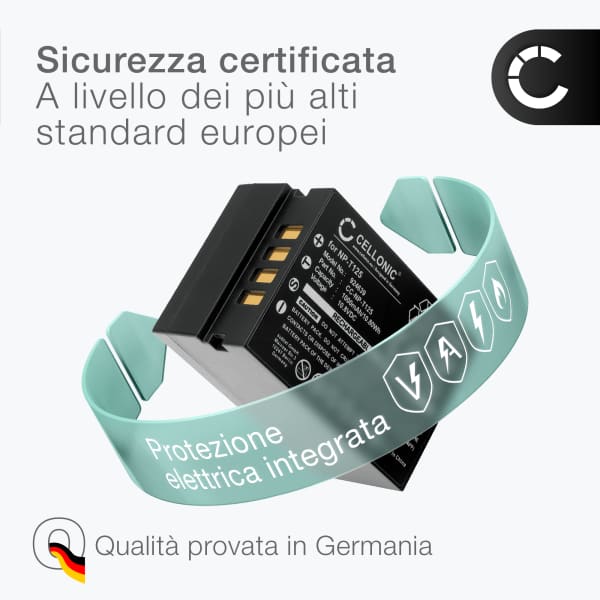 2x Batteria NP-T125 per fotocamera FujiFilm GFX 50s GFX Medium Format Affidabile ricambio da 1000mAh, marca subtel