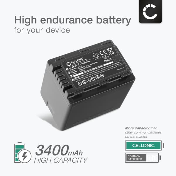 2x Akku kameraan Panasonic HC-VX870, HDC-SD40, HDC-TM80, HDC-SD90, HDC-SD80,HDC-SD60, HDC-HS80 - VW-VBK180 VW-VBK360 VW-VBL090 (3400mAh, 3.7V) tuotemerkiltä subtel
