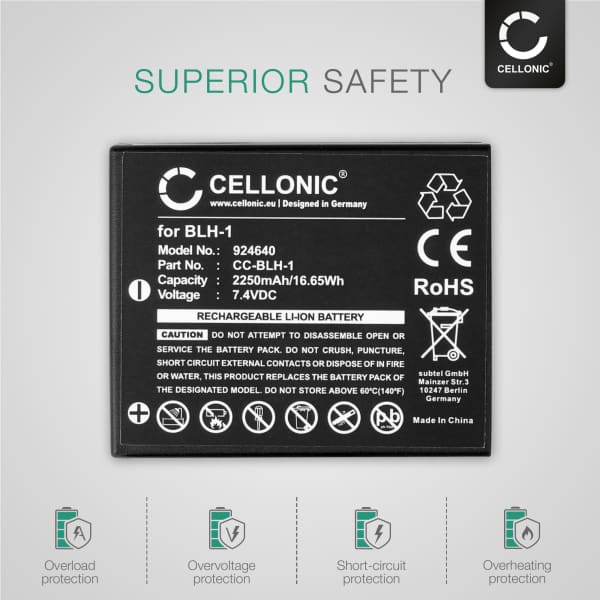Battery for Olympus OMD EM1 Mark II, Mark III, E-M1X, BLH-1 2250mAh from CELLONIC