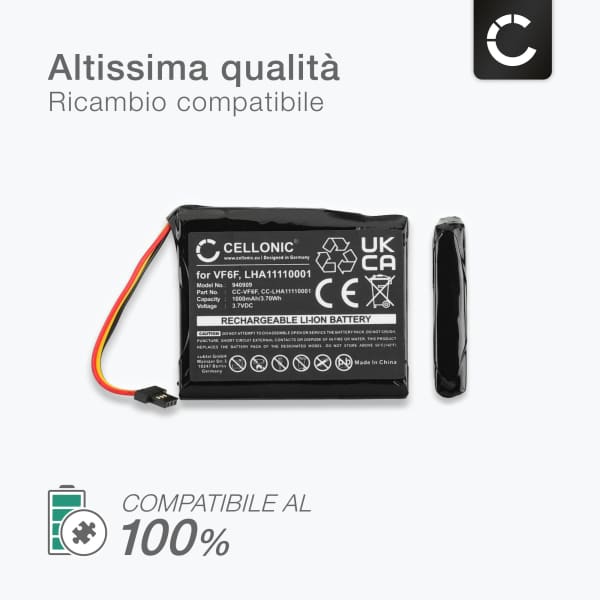 Batteria per TomTom Start 52 Europe Traffic Start 52 52 Lite 1000mAh + Set di strumenti 17pz, marca CELLONIC