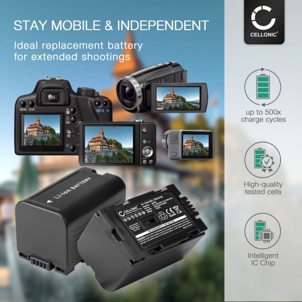2x Akku kameraan Panasonic NV-GX7, NV-RX11, NV-EX3, NV-DS38, NV-DS20, NV-GS5, NV-DS77 - CGA-D54 CGR-D120 -D220 (2200mAh, 7.4V) tuotemerkiltä CELLONIC