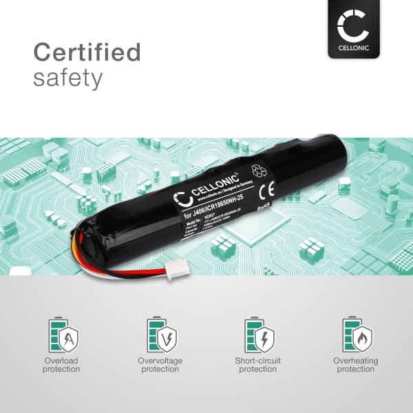 Battery for BeoPlay A2, BeoLit 17, BeoLit 15 - 3400mAh J406 ICR18650NH-2S Battery Replacement from CELLONIC