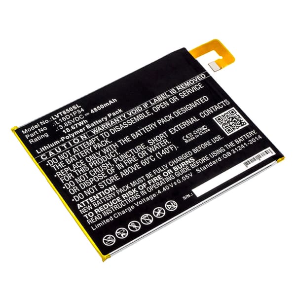 L16D1P34 Battery for Lenovo Tab4 8, TB-8504X, TB-8504F Tablet Battery Replacement - 4850mAh L16D1P34 Battery for Lenovo Tab4 8, TB-8504X, TB-8504F Tablet Battery Replacement - 4850mAh