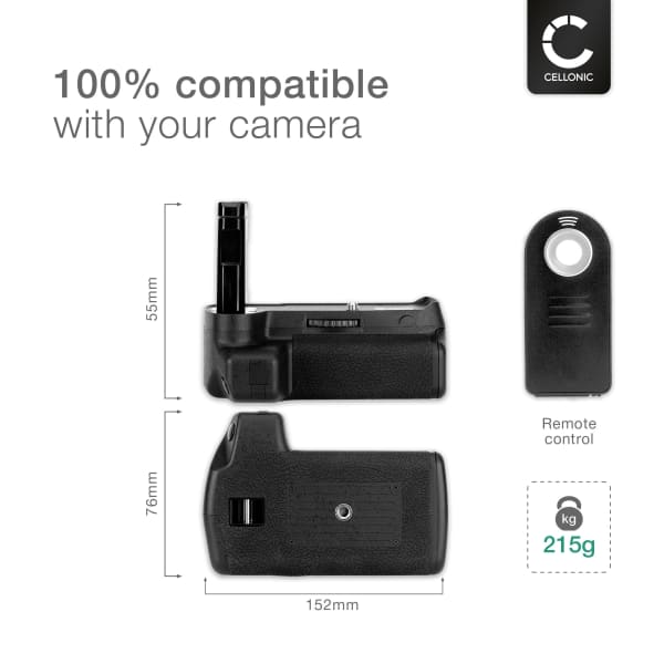 Battery Grip for Nikon D3400 Cameras – EN-EL14 Vertical Portrait Grip
