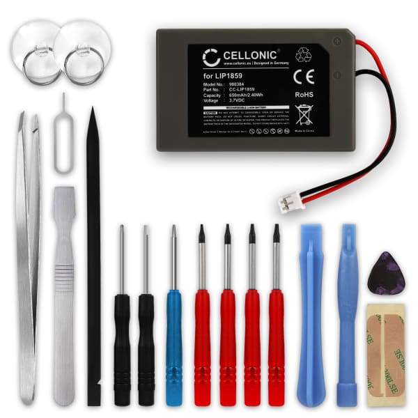 2x LIP1859,LIP1472 Battery for Sony PlayStation 3 SIXAXIS Controller (PS3 SIXAXIS CECHZC1E,CECHZC1H,CECHZC1J,CECHZC1U) Handheld Console Gaming Controller Battery Replacement - 650mAh 3.6V - 3.7V Lithium Ion + Tool-kit