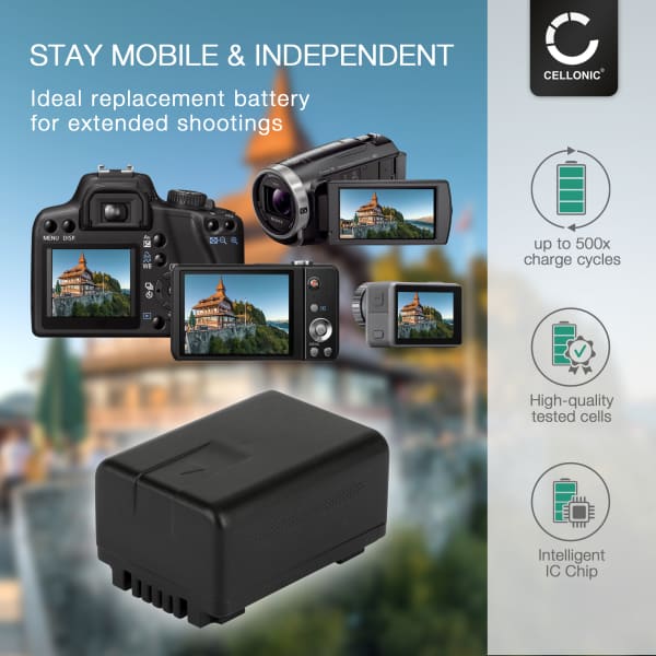 VW-VBT190 Battery for Panasonic HC-V180 HC-V777 HC-V380 HC-VX870 HC-W580 HC-VX980 HC-VXF990 HC-V500 HC-V160 HDC-SD40 Camcorder 1780mAh VW-VBK180 Battery Replacement