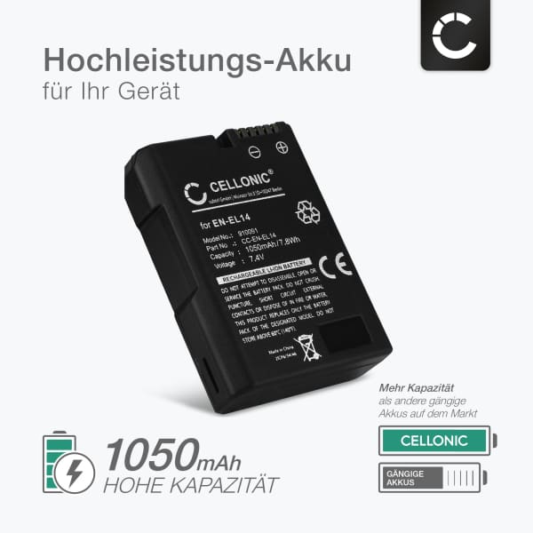 Batteria Li-ion 3.7V 1050mAh Per Creative DiVi CAM 428 E Molti Altri Modelli, Nera - 3