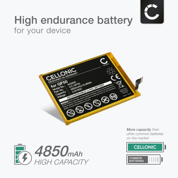 Akku QF50 puhelimeen Motorola Moto G34 - G24 - G24 Power - G04 - XT2421 - 4850mAh tuotemerkiltä CELLONIC
