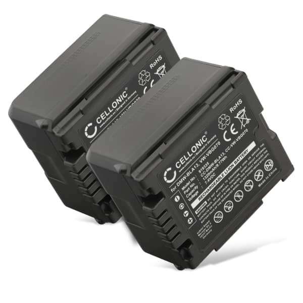 2x Akku kameraan Panasonic HDC-SD100, HDC-SD10, -SD707, -SD600, HDC-TM700, Lumix DMC-L10 - DMW-BLA13, VW-VBG070, VW-VBG130 VW-VBG70 (1320mAh, 7.2V - 7.4V) tuotemerkiltä CELLONIC 2x Akku kameraan Panasonic HDC-SD100, HDC-SD10, -SD707, -SD600, HDC-TM700, Lumix DMC-L10 - DMW-BLA13, VW-VBG070, VW-VBG130 VW-VBG70 (1320mAh, 7.2V - 7.4V) tuotemerkiltä CELLONIC
