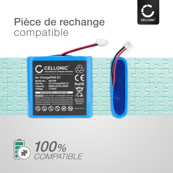 Batterie Remplacement Pour Radio Pure Evoke Flow/Mio/2S/Sensia - 8800 MAh, Li-Ion, Compatible ChargePAK E1 - Durée Accrue