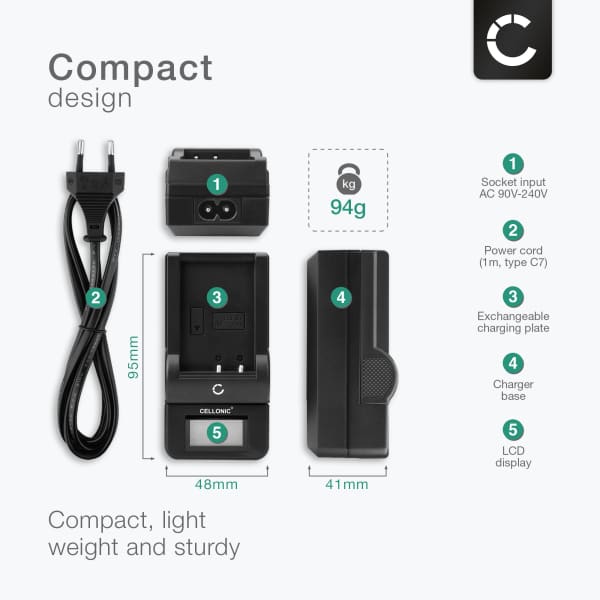 2x DMW-BLD10 Camera Battery + Charger Set for Panasonic Lumix DMC-GX1 Lumix DMC-G3 Lumix DMC-GF2 Lumix DMC-ZS7 Lumix DMC-TS2 900mAh Replacement Battery DMW-BLD10 LCD Smart Charger