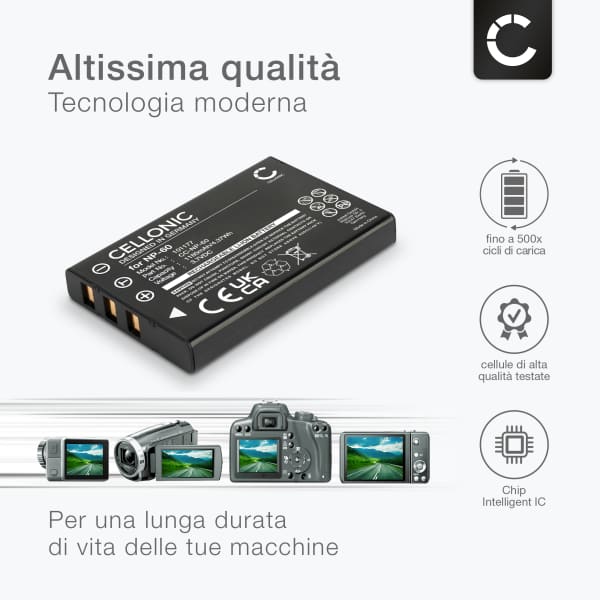 CELLONIC Batteria 1180mAh Compatibile Odys NP-60, MDV-Slim HD81i, MC-HD800 E Altri - 3.7V Li-Ion