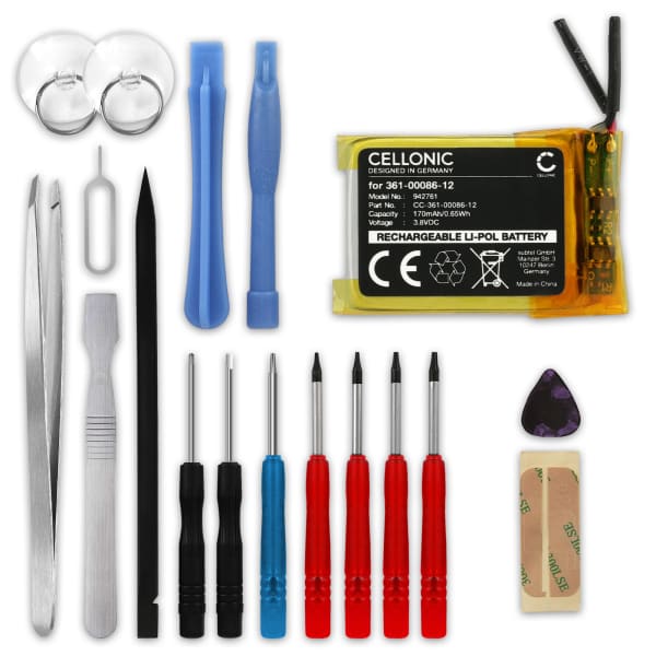 CELLONIC Batteria 361-00086-12 compatibile con Garmin Fenix 6S Pro 170mAh + Set di strumenti 17pz R CELLONIC Batteria 361-00086-12 compatibile con Garmin Fenix 6S Pro 170mAh + Set di strumenti 17pz R