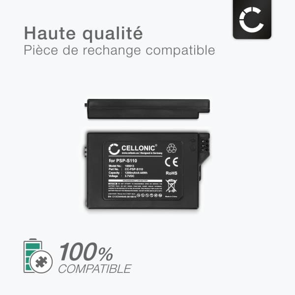Batterie De Rechange PSP-S110 1200 MAh - Pour PSP-2000 Et PSP-3000 (séries 2001-2004, 3001-3004) - 3,7V