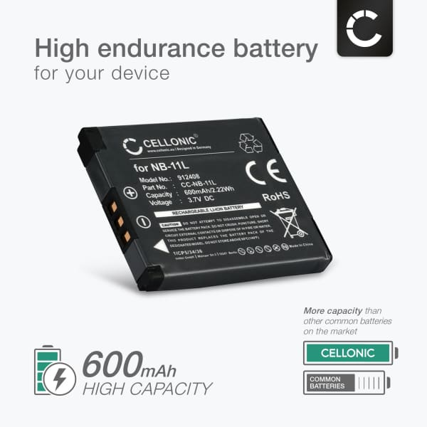 Akku Für Canon IXUS 185, 500mAh, Lithium-Ion, Ersetzt NB-11L - Passgenau & Zuverlässig