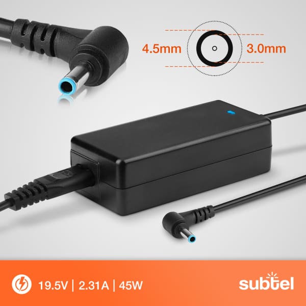 Charger for Dell XPS 13, Inspiron 13,14,15,17/ HP Pavilion,EliteBook, Envy Laptop / Notebook - 19.5V 45W 741727-001,LA45NM140 AC Adapter Mains Power Supply 2.6m Charging Cable