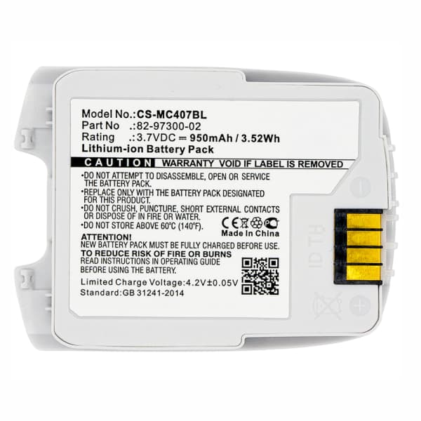 82-97300-02BTRY-CS40EAB00-04 Battery for Motorola Symbol CS 4070 CS 4070-SR Motorola Symbol CS4070 CS4070-SR MDE Barcode Scanner Battery Replacement - 950mAh 3.7 Lithium Ion