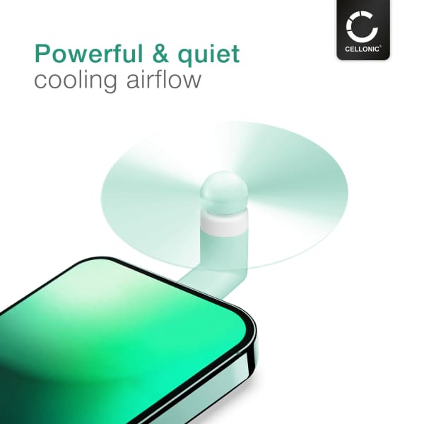 CELLONIC USB C Phone Fan for Smartphone, Mobile Phone, Tablet, Switch - Cute & Powerful Type C OTG Plug In Mobile Fan - Mini, Portable Travel Fan - turquoise