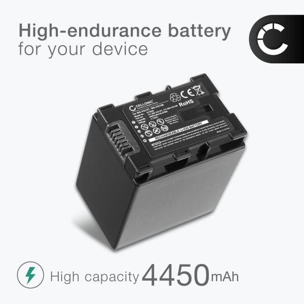2x Akku kameraan JVC GZ-HM650 GZ-MG750 GZ-MS110 GZ-MS210 GZ-MS215 GZ-MS216 - BN-VG107 -VG108 -VG114 -VG121 (4450mAh, 3.7V) tuotemerkiltä CELLONIC