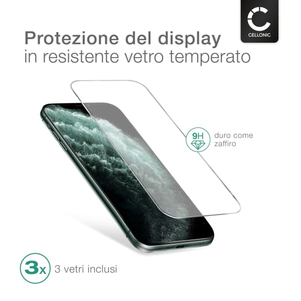 3x Vetri di protezione per Apple iPhone 14 Pro durezza 9H dimensione: 5.8", protezione dello schermo in vetro temperato, alto contenuto di alluminio, 'screen protector' del display Apple, 'case-friendly', bordi arrotondati
