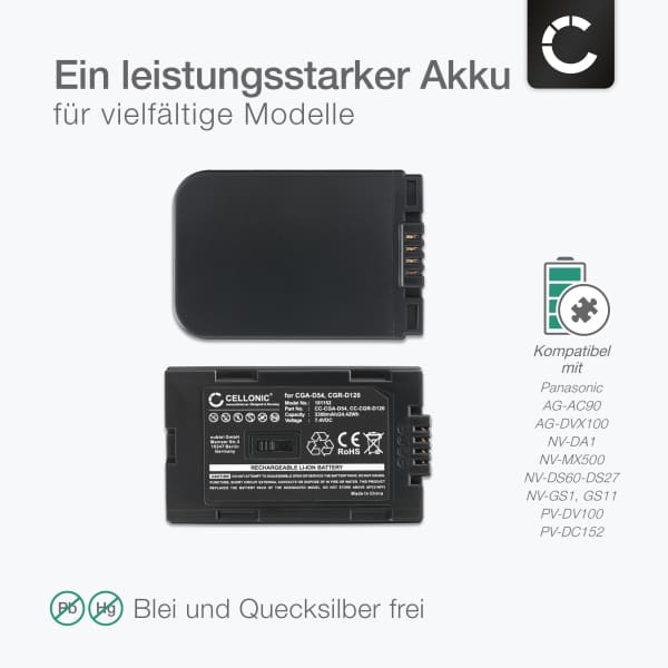 Panasonic AG-DVX100BE Akku – 5400mAh, 7,2V, Li-Ion – Hochwertige Alternative Zum Original
