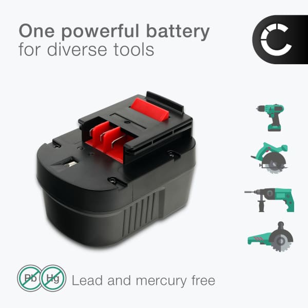 Battery for Black & Decker HP9012, EPC12, EPC12CA, PS122, CP121, HP122, FS120, A12E 12V  NiMH 2000mAh from CELLONIC