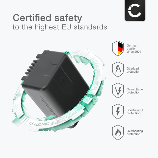 Akku kameraan Panasonic HC-VX870, HDC-SD40, HC-V700, HC-V500, HC-V100, HC-V250, HC-V210 - VW-VBK180 VBK360 VW-VBL090 (1500mAh, 3.7V) tuotemerkiltä CELLONIC