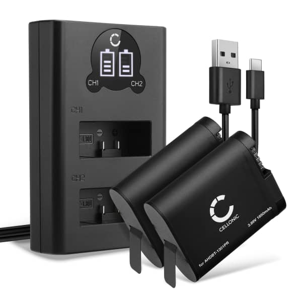 2x Akku für GoPro Hero 13, AHDBT-1301 AHDBT-1301PR (1900mAh, 3.89V) + Dual Ladegerät von CELLONIC 2x Akku für GoPro Hero 13, AHDBT-1301 AHDBT-1301PR (1900mAh, 3.89V) + Dual Ladegerät von CELLONIC