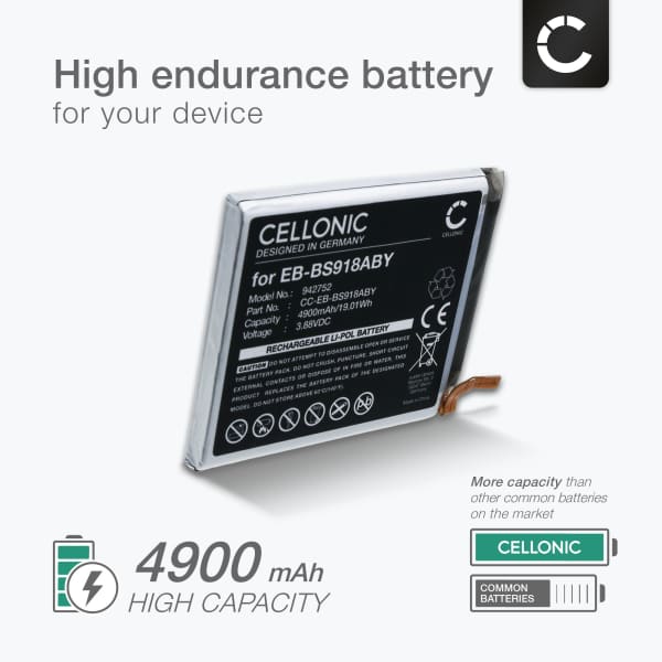 Akku puhelimeen Samsung Galaxy S23 Ultra, S23 Ultra 5G, SC-52D, SGH-N795, SM-S9180 4900mAh tuotemerkiltä CELLONIC