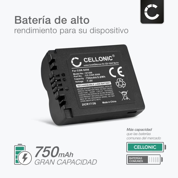 Lot De 2 Batteries Li-ion Compatibles Panasonic Lumix FZ30, FZ50, FZ28... - 7,4V, 1400 MAh