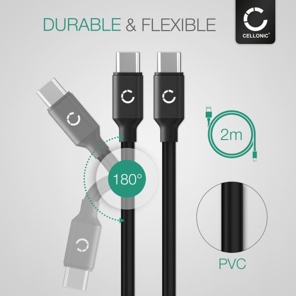 USB C Type C Phone Charger Cable for LG G5, G6, G7, G7 ThinQ, G8 ThinQ, G8S ThinQ 2m Fast Charging 3A Smartphone Data Cable PVC Black