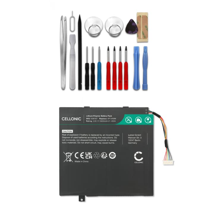 Batería para ordenador portátil Acer Aspire Switch 10 / Aspire Switch 10E / Iconia Tab 10 + Werkzeug-Set 5600mAh 3.8V + Juego de herramientas de subtel