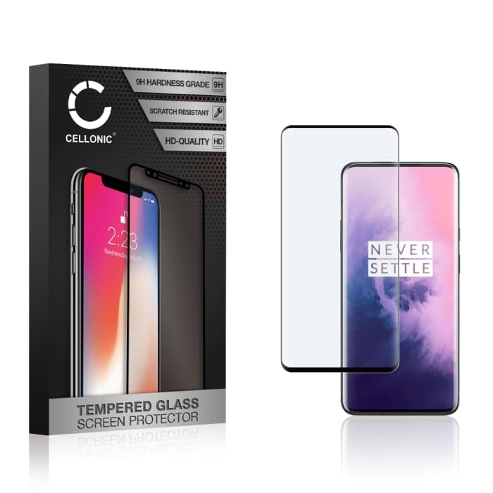 Panssarilasi puhelimeen OnePlus 7 Pro / 7T Pro - 3D Case-friendly, 9H, 0,33mm, Edge Glue, Musta, CELLONIC