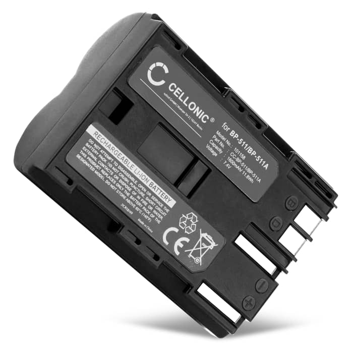 Battery for Canon BP-511, EOS 5D, EOS 40D, EOS 300D, EOS 300, EOS 50D, EOS D60, MV730i, PowerShot G2, PowerShot G3 1600mAh from CELLONIC