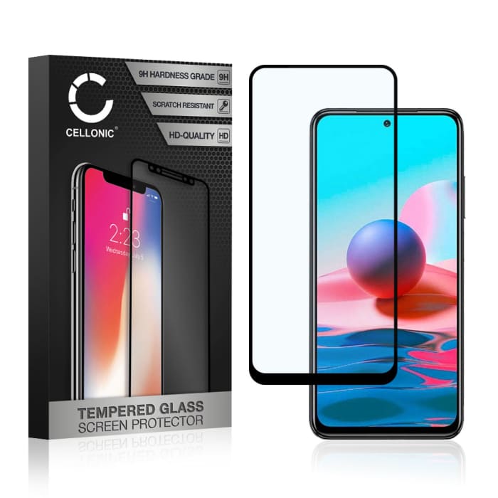 Screen Protector for Xiaomi Redmi Note 10 / Redmi Note 10S Phone Screen Cover - 3D Case-friendly 0,33mm Full Glue 9H Tempered Glass Smartphone Display Screen Guard Black