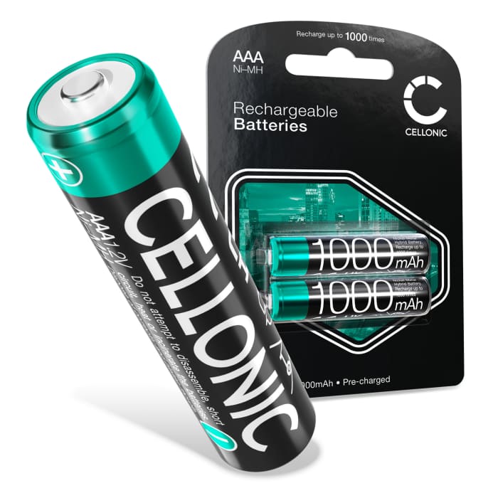 Cellonic® 2 Baterías recargables AAA - 1.2V 1000mAh - Pila cargadas de larga duración HR03 R03 LR03 Micro para teléfono, mando a distancia, MP3, vigilabebé, radios