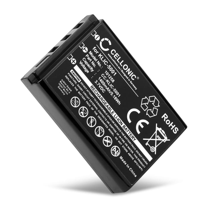 Batteria KLIC-5001 per fotocamera Kodak Easyshare DX6490 DX7440 DX7590 DX7630 P850 P880 Affidabile ricambio da 1400mAh, marca CELLONIC®