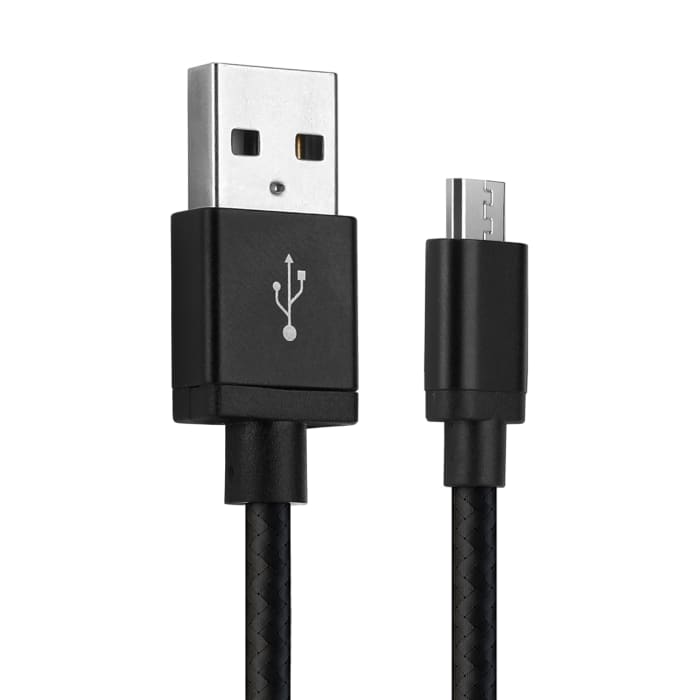 Cable Micro USB a USB A 2.0 - 1m para Cámara Teléfono móvil Smartphone Navegación Auriculares Tableta Cable de carga 2A negro Nylon