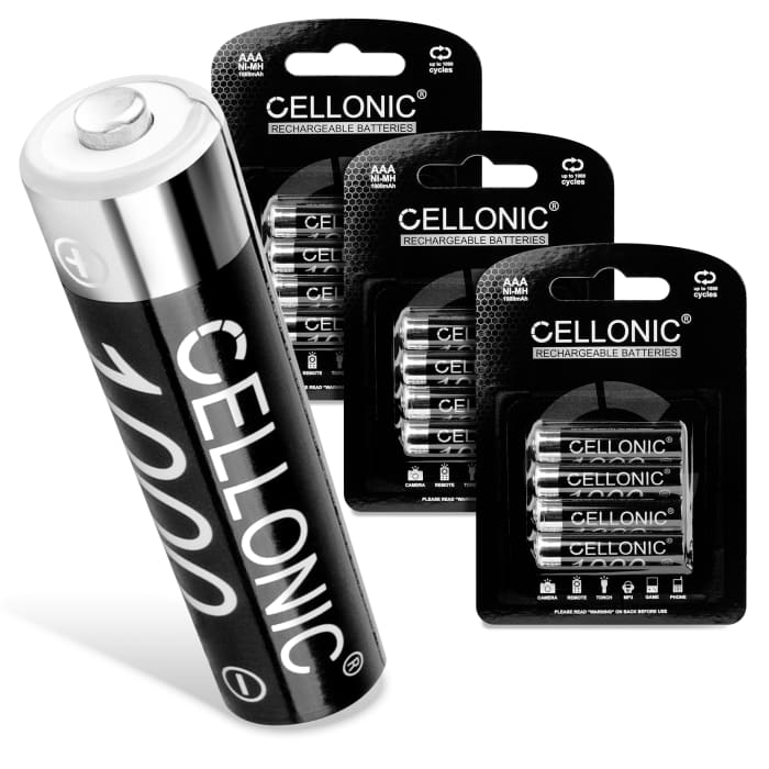 Cellonic® baterías recargables AAA - 1000mAh, vienen cargadas, larga duración - 12x Pilas Micro, HR03