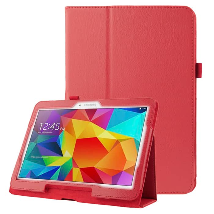 Flip Cover tablet hoes compatibel met Samsung Galaxy Tab 4 10.1 (SM-T530 / SM-T531 / SM-T533 / SM-T535) tablethoes met bumper en standaard / standfunctie - Kunstleer rood staande klaphoes bookstyle - touchscreen