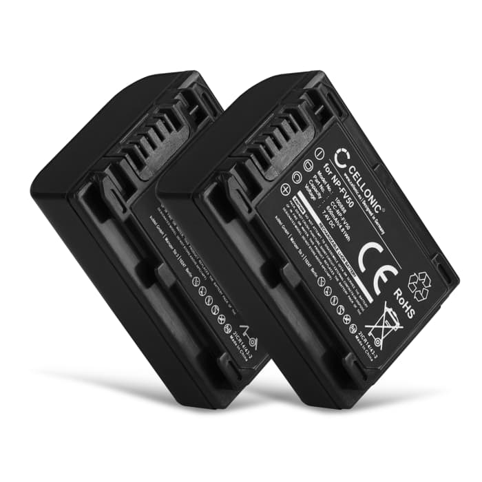 2x Bateria Sony NP-FV50 NP-FV70 NP-FV100 650mAh - , Batería recargable para camaras Sony FDR-AX53 AX100 AX700 FDR-AX33 HDR-CX625 CX900 CX220 CX190 NEX-VG10 VG30 VG900 DCR-SR68