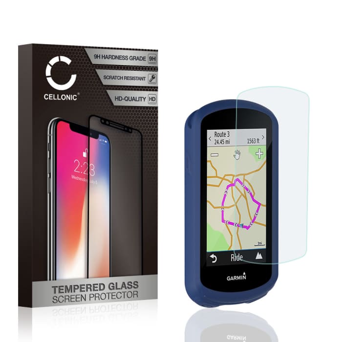 Backcover + Displaybeschermglas voor Garmin Edge 1030 / Edge 1030 Plus - Siliconen, blauw Tasje Zakje Hoesje